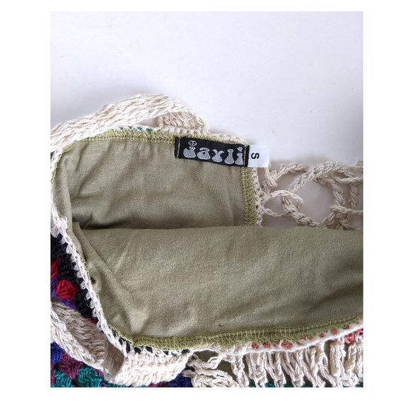 Jaxli Granny Square Crochet Multi Color Tank Top Lace Up Back, Lined Size Small - Picture 7 of 7